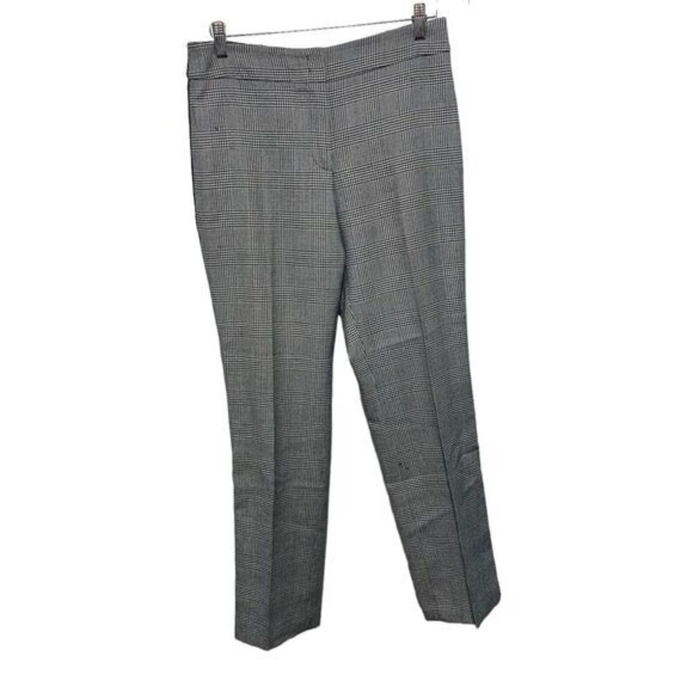 Akris Punto Pants Womens 8 Black Houndstooth Straight Dressy Wool FLAWS‎